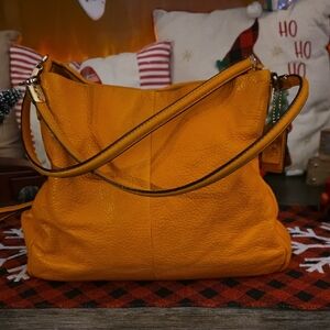 Coach Madison Leather Small Phoebe Shoulder Bag Li Gold Orange Spice